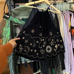 Free People Midnight Magic Embellished Celestial Velvet Top